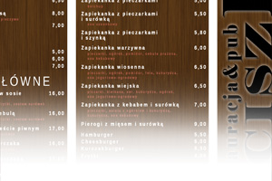 Zacisze Restauracja&Pub - projekt ulotki menu.